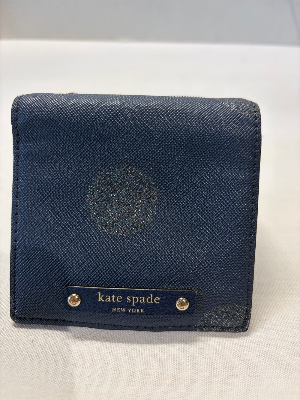 kate spade mini compact Navy Glitter Dot Foldable Wallet